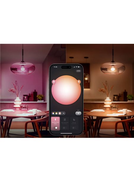 Pack de 2 ampoules LED intelligentes STARTER KIT ESSENTIAL A60 E27 806 lm 3 W, blanc et couleur + pont Hue + variateur