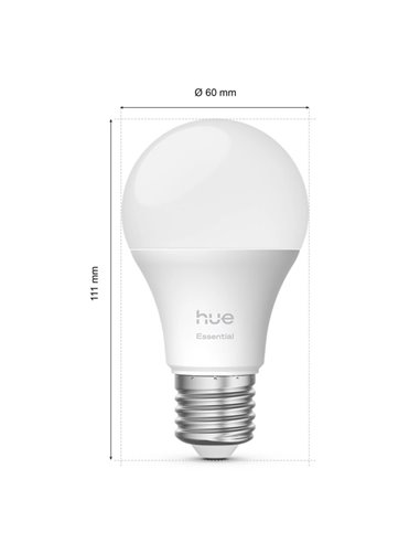 Pack de 2 ampoules LED intelligentes STARTER KIT ESSENTIAL A60 E27 806 lm 3 W, blanc et couleur + pont Hue + variateur