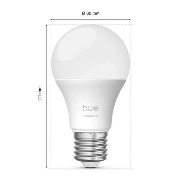 Kit Inicial Essencial com 2 Lâmpadas LED Inteligentes A60 E27 806Lm 3W, Branca e Colorida + Hue Bridge + Interruptor Dimmer