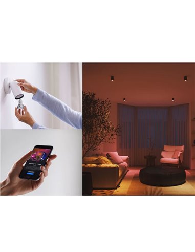 Pack 3 bombillas LED inteligentes STARTER KIT ESSENTIAL GU10 345Lm 3W, White & Color + Hue Bridge + Dimmer switch