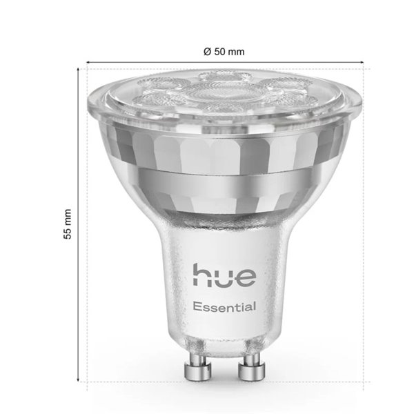 Kit Inicial Essencial com 3 Lâmpadas LED Inteligentes GU10 345Lm 3W (Branca e Colorida) + Hue Bridge + Interruptor Dimmer