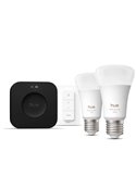 Kit de démarrage d'ampoule LED connectée Philips Hue WCA A60 E27 1100 lm blanche et couleur + pont Hue Pro + variateur
