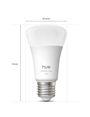 Kit de inicio 2 bombillas LED inteligentes Philips Hue WCA A60 E27 1100Lm White & Color + Hue Bridge Pro + Dimmer Switch 