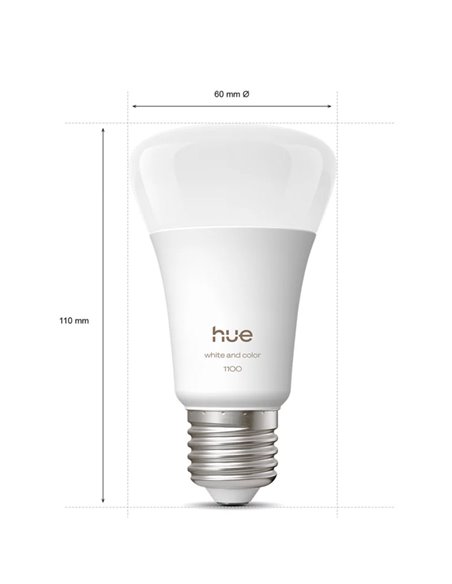 Kit de inicio 2 bombillas LED inteligentes Philips Hue WCA A60 E27 1100Lm White & Color + Hue Bridge Pro + Dimmer Switch 