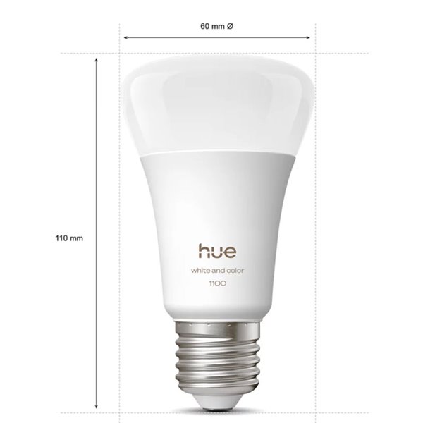 Kit de inicio 2 bombillas LED inteligentes Philips Hue WCA A60 E27 1100Lm White & Color + Hue Bridge Pro + Dimmer Switch 
