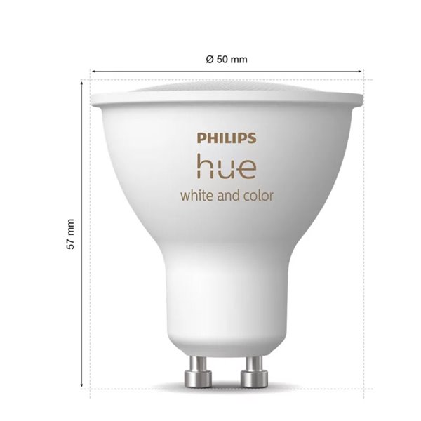 Kit de inicio 3 bombillas inteligentes Philips Hue WCA GU10 400Lm, White & Color + Hue Bridge Pro + Dimmer Switch 