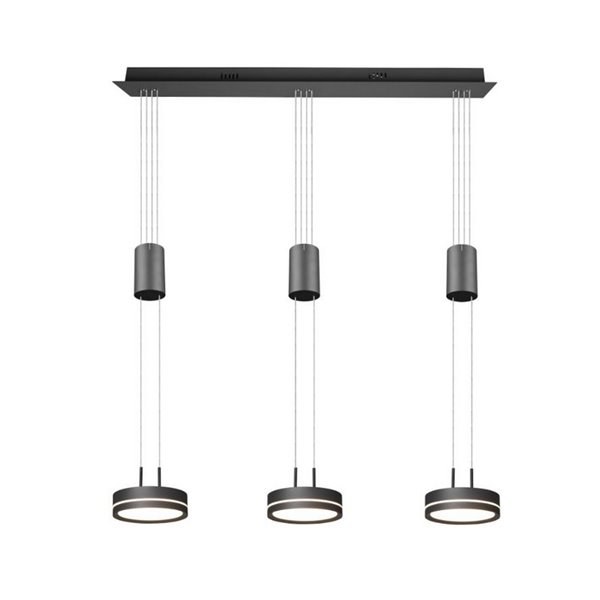 Lámpara de techo 3 luces colgantes FRANKLIN altura regulable 9W 3x 1050lm, 3000K IP20 Antracita