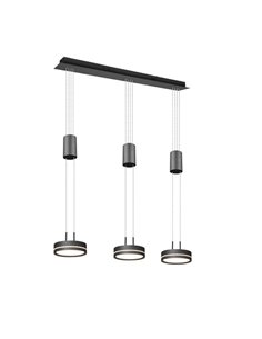 Luminária de teto pendente FRANKLIN com 3 lâmpadas, altura ajustável, 9W 3x 1050lm, 3000K IP20 antracite