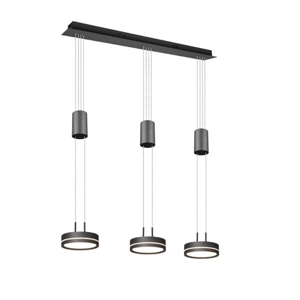 Lámpara de techo 3 luces colgantes FRANKLIN altura regulable 9W 3x 1050lm, 3000K IP20 Antracita