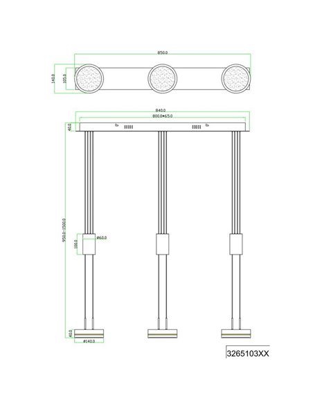 Lámpara de techo 3 luces colgantes FRANKLIN altura regulable 9W 3x 1050lm, 3000K IP20 Antracita