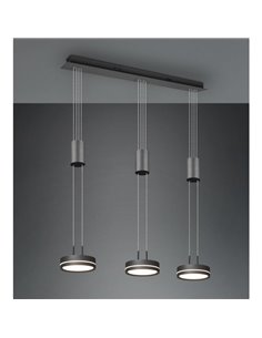 Lámpara de techo 3 luces colgantes FRANKLIN altura regulable 9W 3x 1050lm, 3000K IP20 Antracita 2