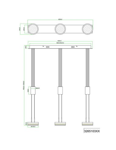 Lámpara de techo 3 luces colgantes FRANKLIN altura regulable 9W 3x 1050lm, 3000K IP20 Níquel mate