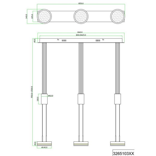 Luminária de teto pendente FRANKLIN com 3 lâmpadas, altura ajustável, 9W 3x 1050lm, 3000K, IP20, níquel fosco.