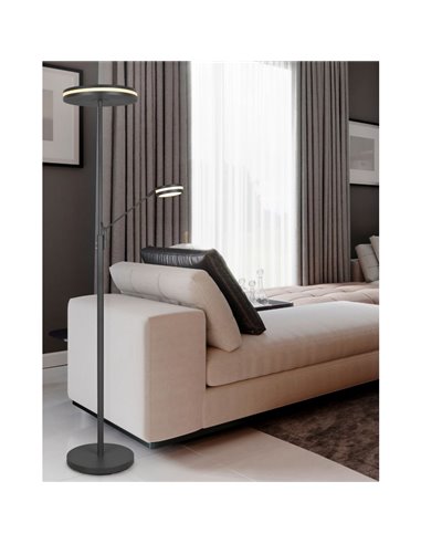 Lámpara de pie con brazo lector FRANKLIN 35-6,5W 4100-650Lm 2700+3200+4000K IP20 Antracita