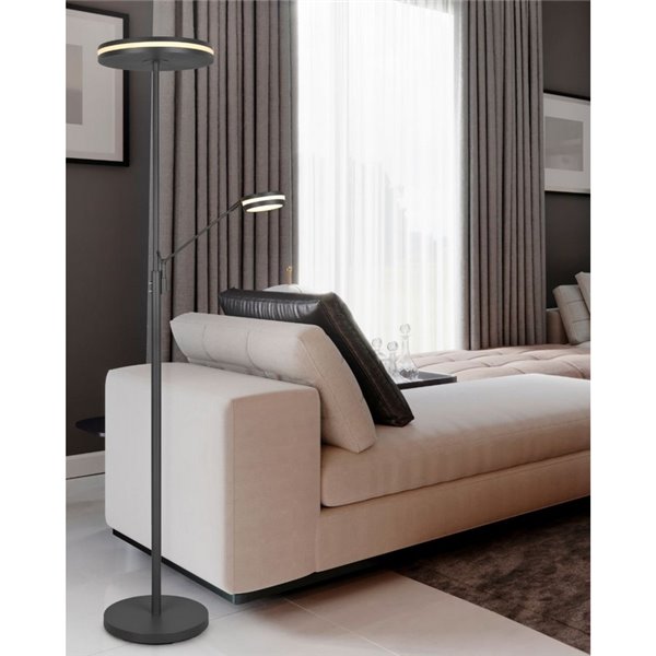 Lampadaire FRANKLIN 35-6,5 W 4100-650 lm 2700+3200+4000 K IP20 Anthracite avec bras de lecture