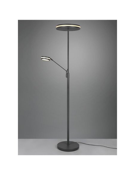 Lampadaire FRANKLIN 35-6,5 W 4100-650 lm 2700+3200+4000 K IP20 Anthracite avec bras de lecture