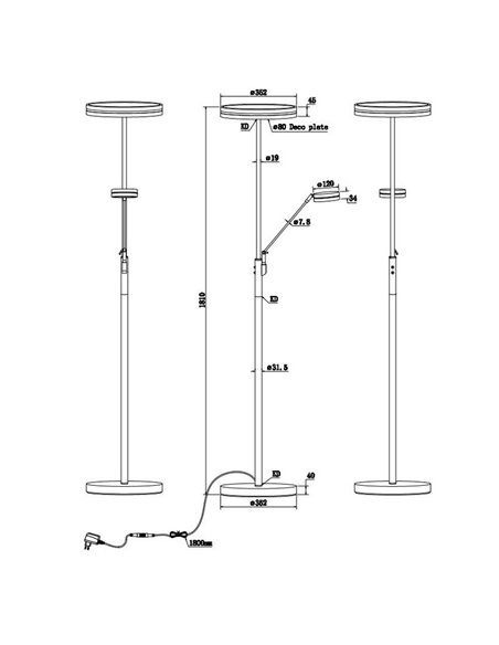 Lampadaire FRANKLIN 35-6,5 W 4100-650 lm 2700+3200+4000 K IP20 avec bras de lecture, nickel mat
