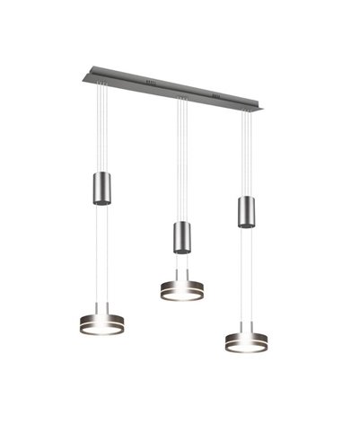 Lámpara de techo 3 luces colgantes FRANKLIN altura regulable 9W 3x 1050lm, 3000K IP20 Níquel mate