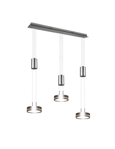 Lámpara de techo 3 luces colgantes FRANKLIN altura regulable 9W 3x 1050lm, 3000K IP20 Níquel mate