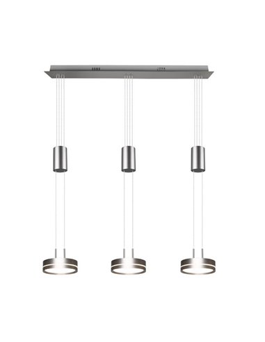 Luminária de teto pendente FRANKLIN com 3 lâmpadas, altura ajustável, 9W 3x 1050lm, 3000K, IP20, níquel fosco.