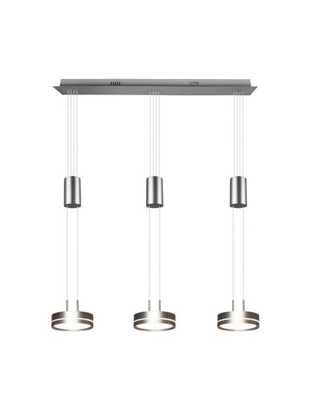 Lámpara de techo 3 luces colgantes FRANKLIN altura regulable 9W 3x 1050lm, 3000K IP20 Níquel mate