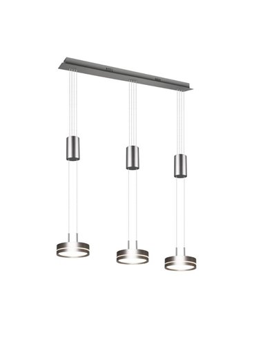 Luminária de teto pendente FRANKLIN com 3 lâmpadas, altura ajustável, 9W 3x 1050lm, 3000K, IP20, níquel fosco.
