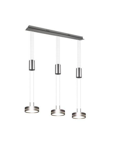 Luminária de teto pendente FRANKLIN com 3 lâmpadas, altura ajustável, 9W 3x 1050lm, 3000K, IP20, níquel fosco.