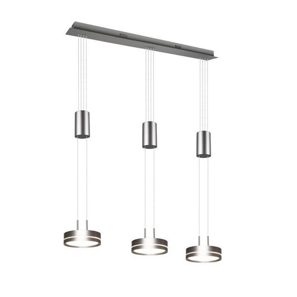 Lámpara de techo 3 luces colgantes FRANKLIN altura regulable 9W 3x 1050lm, 3000K IP20 Níquel mate