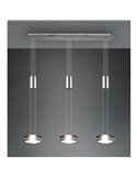 Lámpara de techo 3 luces colgantes FRANKLIN altura regulable 9W 3x 1050lm, 3000K IP20 Níquel mate