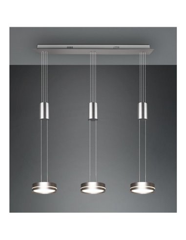 Lámpara de techo 3 luces colgantes FRANKLIN altura regulable 9W 3x 1050lm, 3000K IP20 Níquel mate