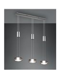 Lámpara de techo 3 luces colgantes FRANKLIN altura regulable 9W 3x 1050lm, 3000K IP20 Níquel mate