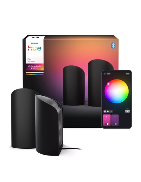 Pacote com 2 lâmpadas Hue Play Wall Washer pretas 1035Lmx2, sincronização com TV