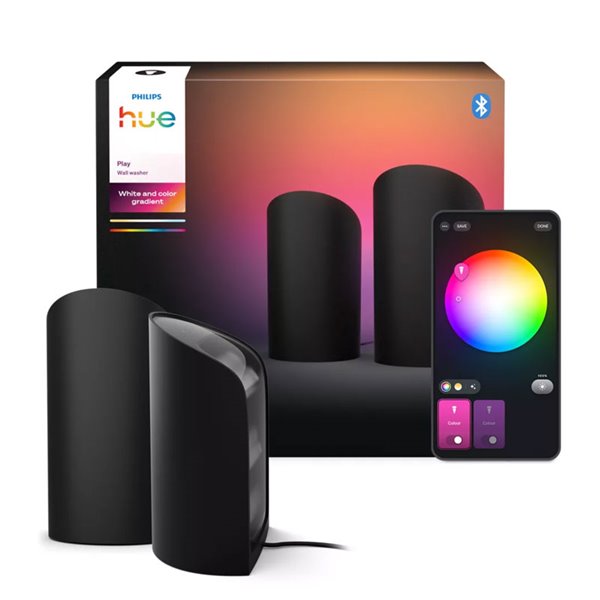 Pacote com 2 lâmpadas Hue Play Wall Washer pretas 1035Lmx2, sincronização com TV