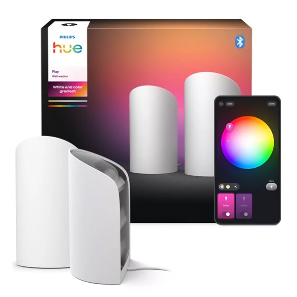 Pack 2 bañador de pared HUE PLAY WALL WASHER blanco 1035Lmx2, sincronización con TV