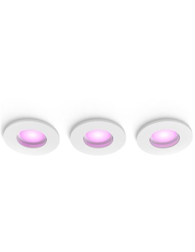 Pack 3 downlight LED empotrable inteligente XAMENTO HUE blanco GU10 4.2W 400Lm, corte Ø70mm, IP44 baño