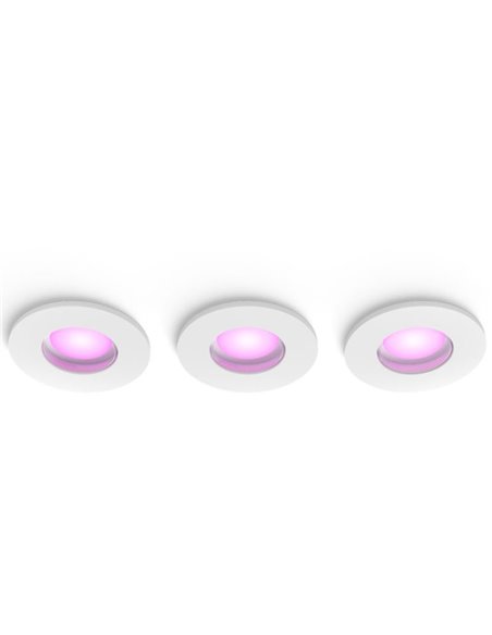 Pack 3 downlight LED empotrable inteligente XAMENTO HUE blanco GU10 4.2W 400Lm, corte Ø70mm, IP44 baño