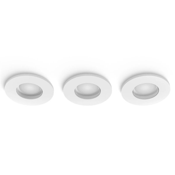 Pack 3 downlight LED empotrable inteligente XAMENTO HUE blanco GU10 4.2W 400Lm, corte Ø70mm, IP44 baño