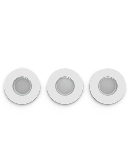 Pack 3 downlight LED empotrable inteligente XAMENTO HUE blanco GU10 4.2W 400Lm, corte Ø70mm, IP44 baño