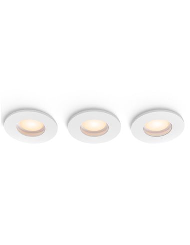 Pack 3 downlight LED empotrable inteligente para baño ADORE HUE blanco 4.2W, 400Lm, corte Ø70mm, IP44