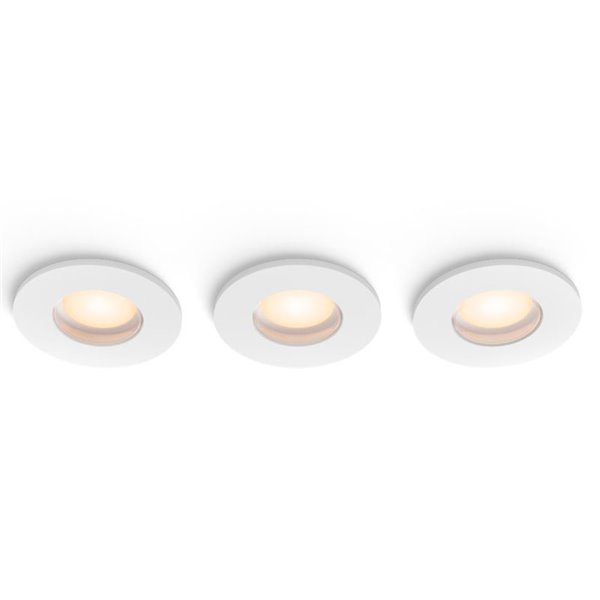 Pack 3 downlight LED empotrable inteligente para baño ADORE HUE blanco 4.2W, 400Lm, corte Ø70mm, IP44