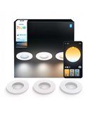 Lot de 3 spots encastrés intelligents LED ADORE HUE pour salle de bain, blancs, 4,2 W, 400 lm, diamètre de découpe Ø 70 mm, IP44