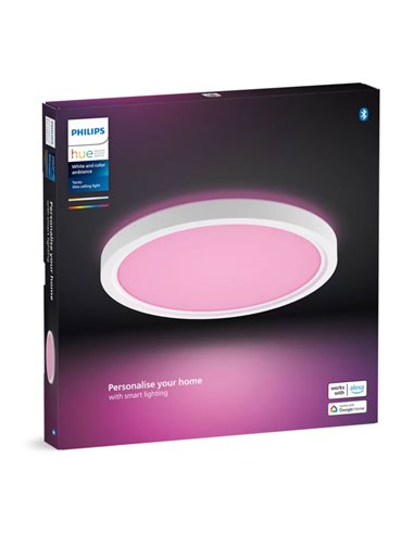 Plafón de techo LED inteligente redondo S HUE SLIM CEILING blanco, 16,6W 2250Lm,  2000-6500 Hue White Color Ambiance Ø29,1cm