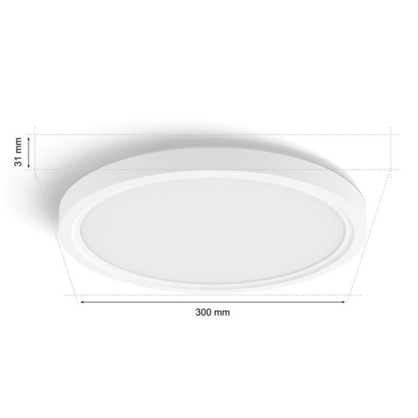Plafón de techo LED inteligente redondo S HUE SLIM CEILING blanco, 16,6W 2250Lm,  2000-6500 Hue White Color Ambiance Ø29,1cm