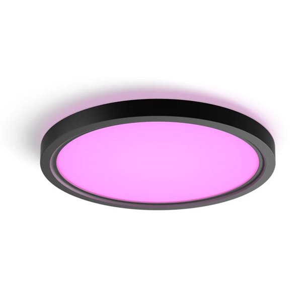 Plafón de techo LED inteligente redondo S HUE SLIM CEILING negro, 16,6W 2250Lm,  2000-6500 Hue White Color Ambiance Ø29,1cm