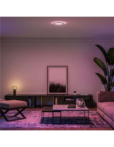 Plafón de techo LED inteligente redondo S HUE SLIM CEILING negro, 16,6W 2250Lm,  2000-6500 Hue White Color Ambiance Ø29,1cm
