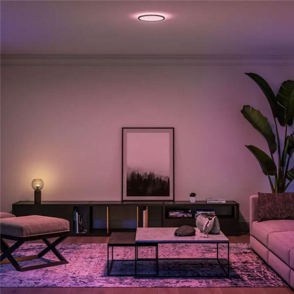 Plafón de techo LED inteligente redondo S HUE SLIM CEILING negro, 16,6W 2250Lm,  2000-6500 Hue White Color Ambiance Ø29,1cm