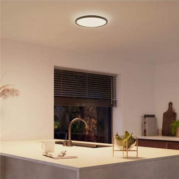 Plafón de techo LED inteligente redondo S HUE SLIM CEILING negro, 16,6W 2250Lm,  2000-6500 Hue White Color Ambiance Ø29,1cm