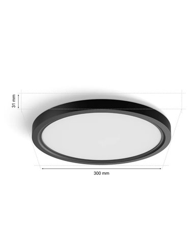 Plafón de techo LED inteligente redondo S HUE SLIM CEILING negro, 16,6W 2250Lm,  2000-6500 Hue White Color Ambiance Ø29,1cm
