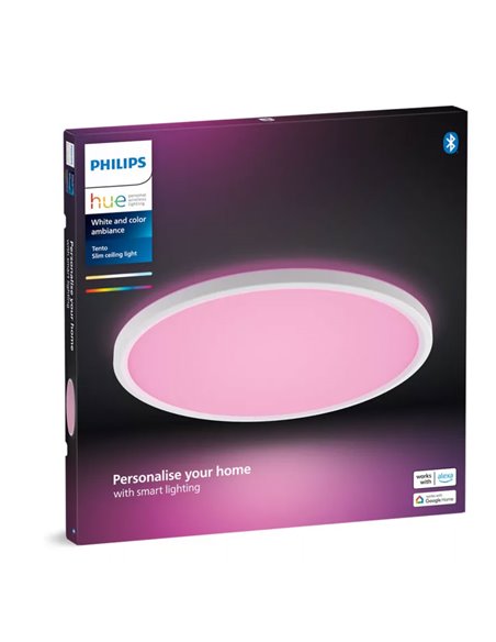Plafón de techo LED inteligente redondo M TENTO HUE SLIM CEILING blanco, 23W 3100Lm,  2000-6500 Hue White Color Ambiance Ø42,1cm