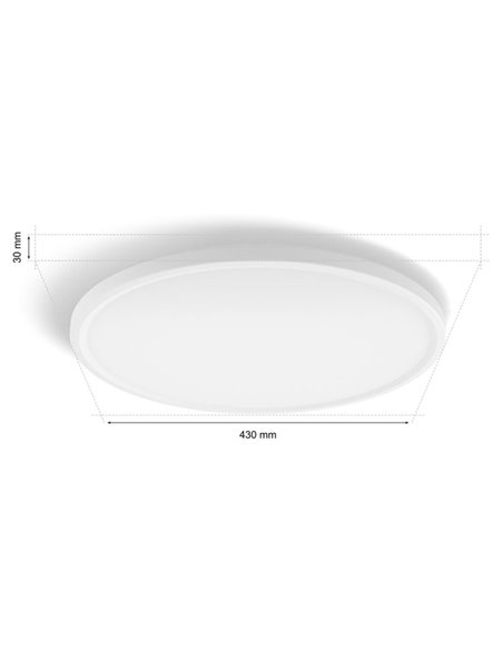 Plafonnier LED rond intelligent M TENTO HUE SLIM, blanc, 23 W, 3100 lm, ambiance couleur Hue White (2000-6500 ohms), Ø 42,1 cm